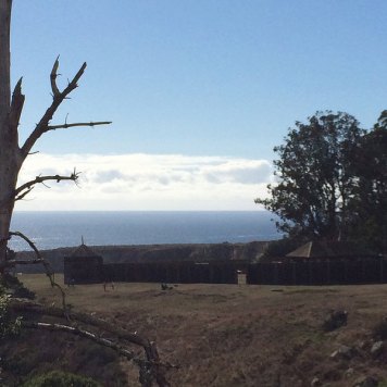 Looking back on Fort Ross from the fort's cemetery.